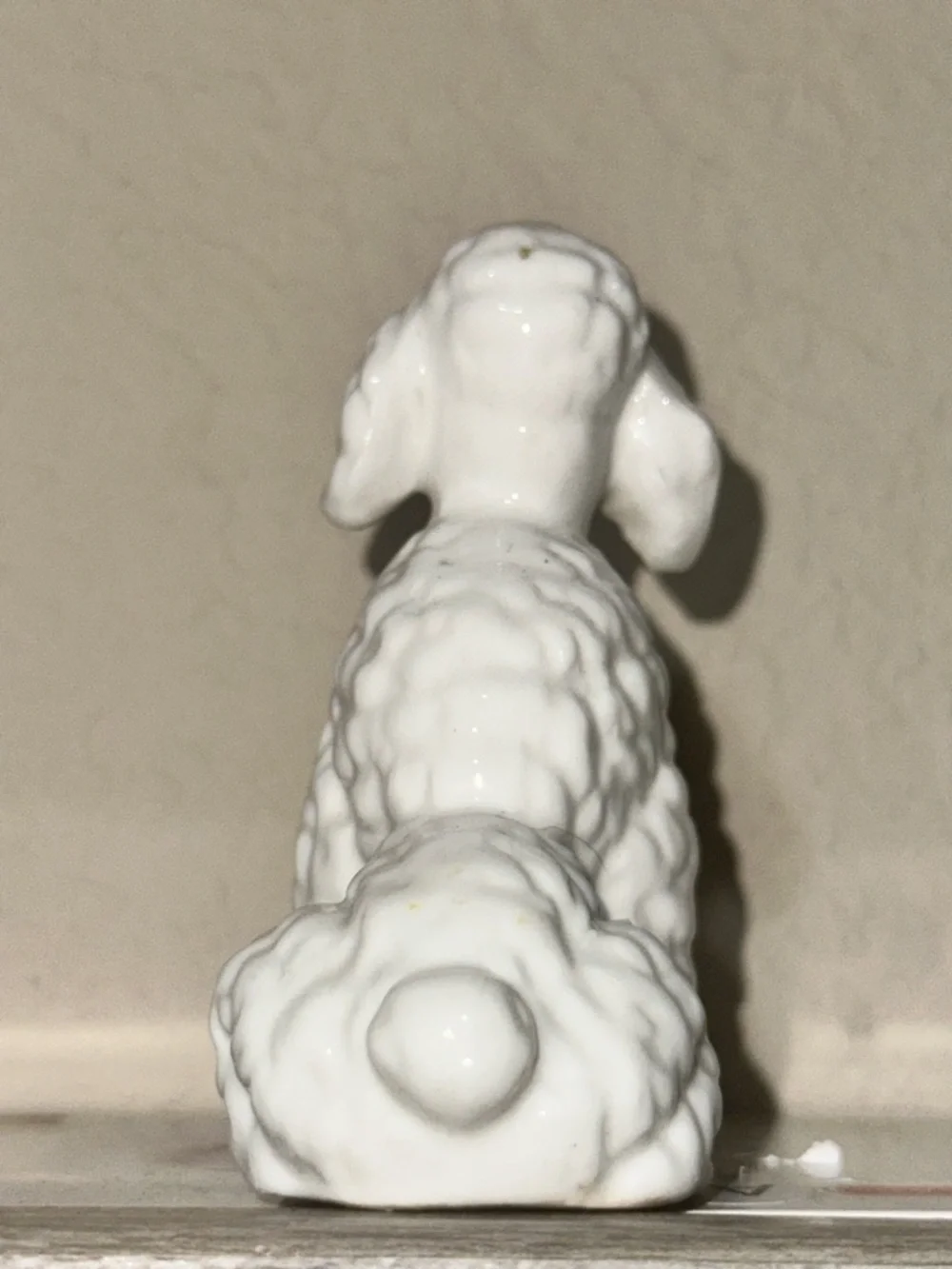 Vintage White Poodle Puppy Dog Sitting Ceramic Figurine 3.5” Dainty 1950s Decor